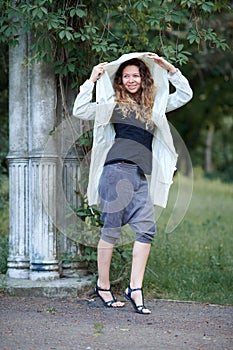 Fashionable girl posing spring outdoor