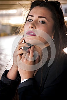 Fashionable girl with sunglasses