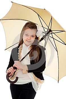 Fashionable girl under an umbrella