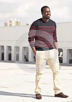 Fashionable Haitian man smiling
