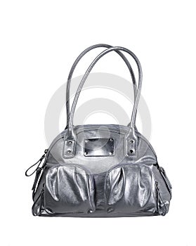 fashionable hand bag silver isolated on white