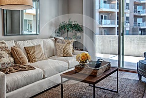 Fashionable interior of exclusive townhome apartments