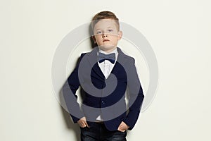 Fashionable little boy.stylish kid in suit and tie