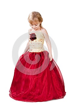 Fashionable little girl gorgeous gown isolated