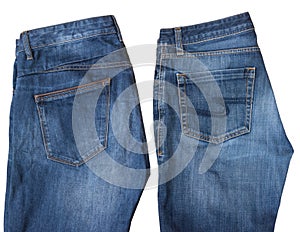 Fashionable men`s jeans wear isolated on white background.