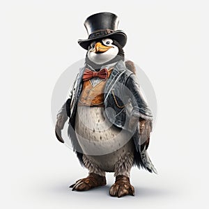 Fashionable Penguin In A Hyper-realistic Illustration