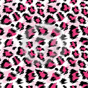 Fashionable Pink Leopard Seamless Pattern. Stylized Spotted Leopard Skin Background for Fashion, Print, Wallpaper Fabric