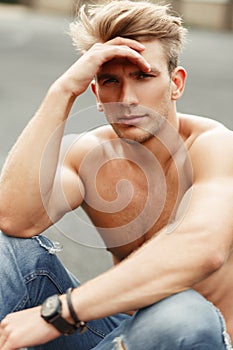 Fashionable portrait of a handsome young american guy with