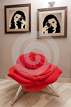 Fashionable red armchair