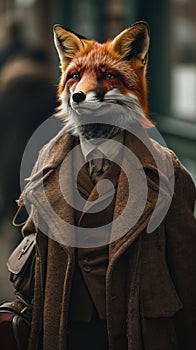 Fashionable red fox traverses