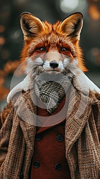 Fashionable red fox traverses