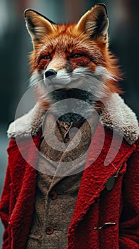 Fashionable red fox traverses