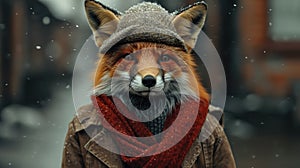 Fashionable red fox traverses