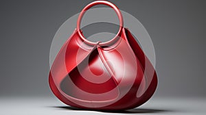 Fashionable Red Leather Handbag With Sculptural Expression