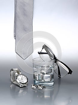 and fashionable set, silver accessories for business man. X