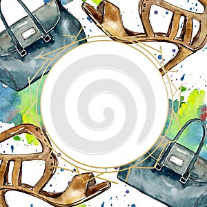 Fashionable sketch in a watercolor style element. Watercolour background illustration set. Frame border ornament square.