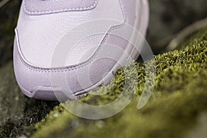 Fashionable stylish sneaker close-up texture of sports shoes