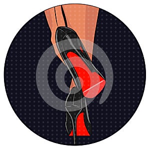 Fashionable. Stylish woman. Vector illustration of a girl on high heels. Glamour. Legs in shoes. Female high heels. Women. Vogue