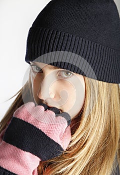 Fashionable Teenage Girl Wearing Cap And scarf
