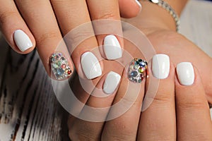 fashionable white manicure