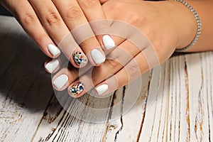 fashionable white manicure