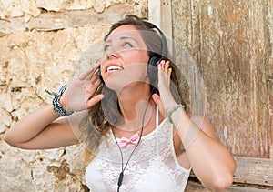 Fashionable woman with headphones