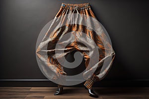 Fashionable women\'s pants on a dark background. Studio shot. generative ai photo