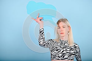 Fashionable young transgender woman on color background