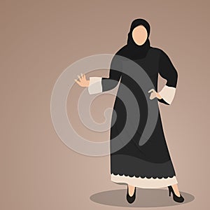 Fashioned arabic muslim woman in hijab and beautiful fashion abaya  model from UAE or Saudi Arabia