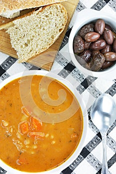 Fasolada, greek white bean soup concept