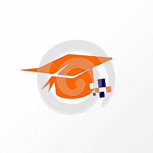 fast 3D graduation hat with tech symbol. Related education technology delivery move