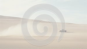 A fast 4x4 vehicle riding through desert dunes