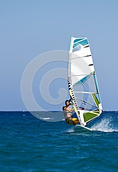 Fast approaching windsurfer