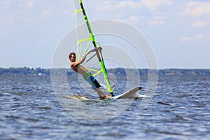 Fast approaching windsurfer