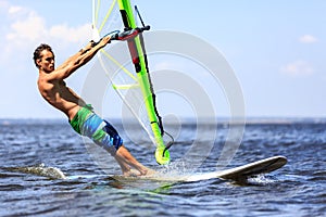 Fast approaching windsurfer