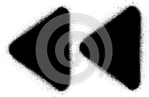 Fast backward media graffiti spray icon in black over white photo