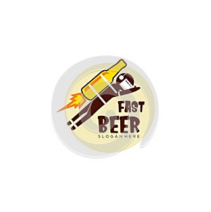 Fast Beer Delivery Logo Design Template Vector . Fast Beer Icon Logo Design Element