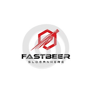 Fast Beer Delivery Logo Design Template Vector . Fast Beer Icon Logo Design Element