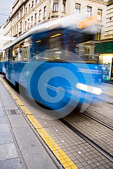 Fast blue tramway photo