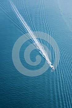 Fast boat moving in ocean