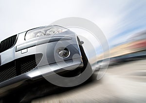 Fast car moving with motion blur