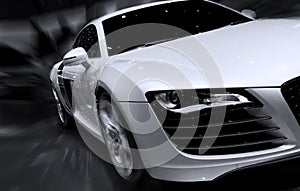 Fast car moving with motion blur