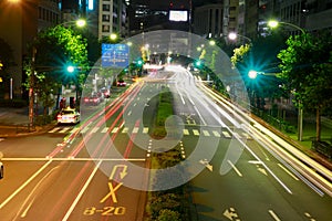 Fast car in Tokyo city , Japan