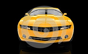 Fast car yellow - front view