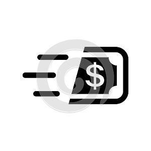 Fast cash icon in flat style. Transfer symbol.