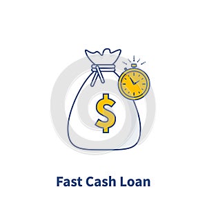 Fast Cash loan icon, fast money providence, business and finance services, timely payment, financial solution, Vector