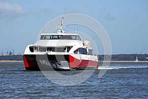 Fast catamaran on the Solent