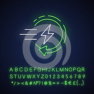 Fast charging neon light icon