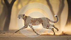 Fast Cheetah Running Through Savanna