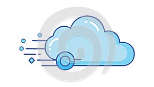 Fast Cloud Computing Service with Speed Lines, Rapid Data Transfer, vector design Generative AI